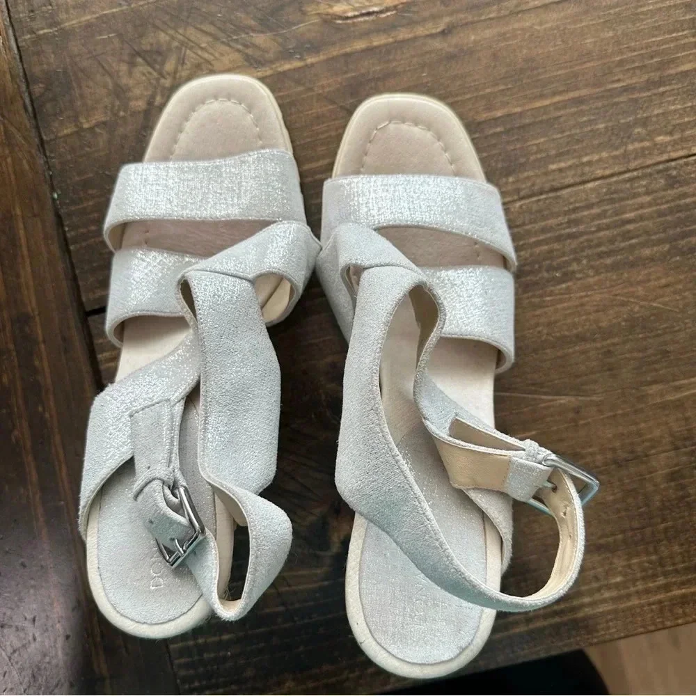 Donald J. Pliner Brevos Women's Lt. Gray & Tan Strappy Wedge Sandal Size 10M GUC